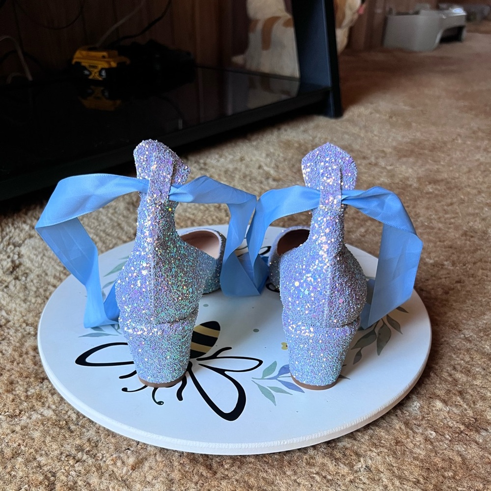 Women’s Free People iridescent glitter block heel shoes size 9. - Picture 7 of 17